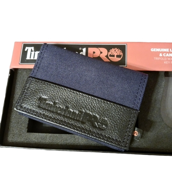 Timberland Pro Leather & Canvas Wallet - New - Blue & Black - Picture 1 of 3